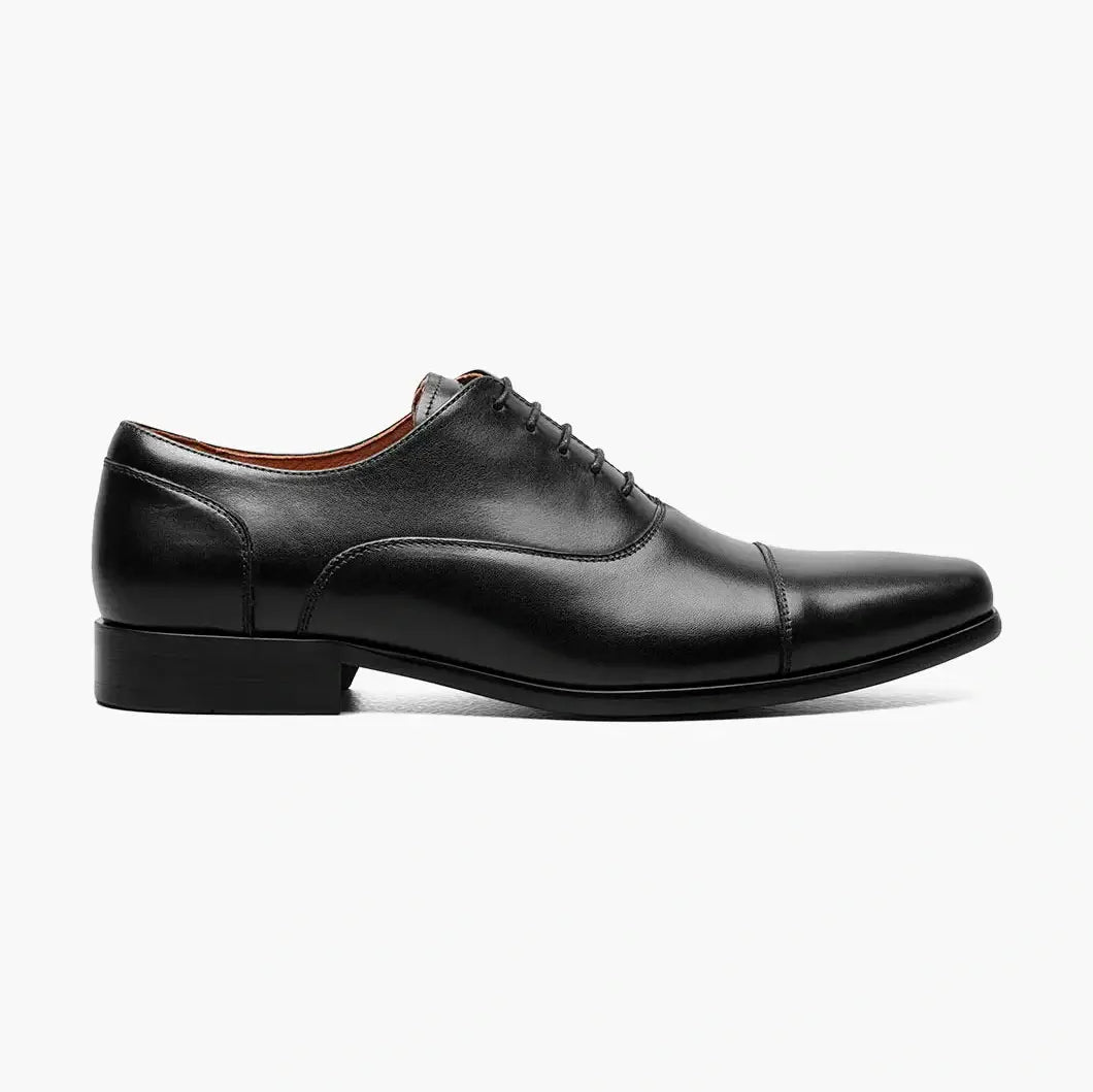 Florsheim Mens Postino Solid Black Oxford Cap Toe Leather Dress Shoes
