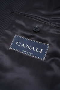 Thumbnail for Canali Mens Navy Blue Pinstriped 44R Drop 4 100% Wool 3 Button Suit