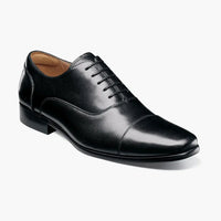 Thumbnail for Florsheim Mens Postino Solid Black Oxford Cap Toe Leather Dress Shoes
