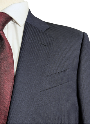 Armani Collezioni Navy Blue Pinstripe Slim Fit Two-Button Notch Lapel Wool Suit 38R