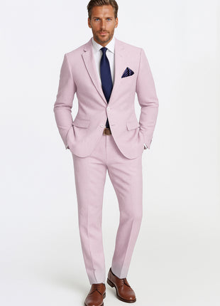 Emigre Classic Fit Pink Striped Two Button Cotton Seersucker Suit