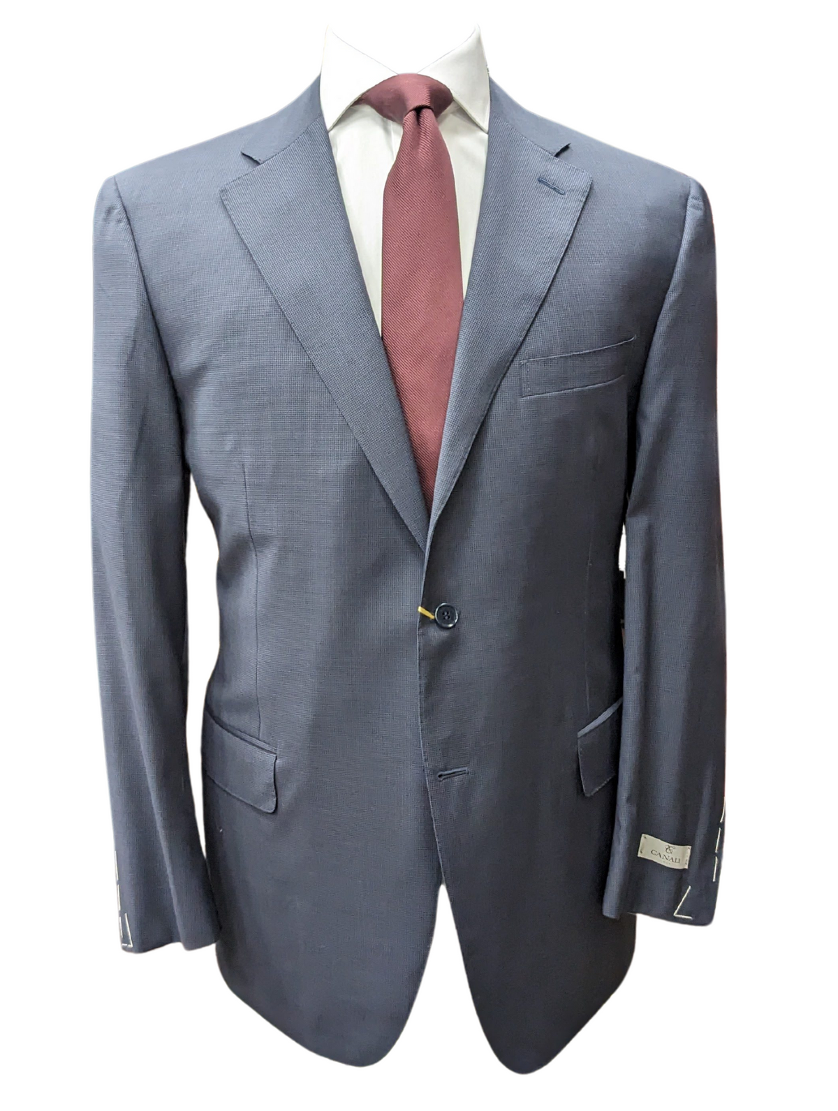 Canali 1934 Mens Blue Check 44R Drop 7 100% Wool 2 Button 2 Piece Suit