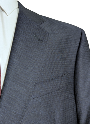 Armani Collezioni G-line Navy Blue Check Notch Lapel Wool Slim Fit 2-Button Suit - 48R