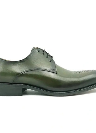 Carrucci Men's Genuine Leather Olive Green Lace Up Oxford Dress Shoes
