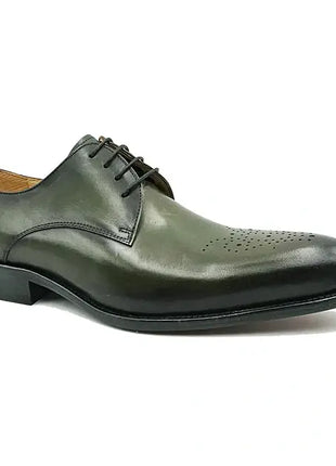 Carrucci Men's Genuine Leather Olive Green Lace Up Oxford Dress Shoes