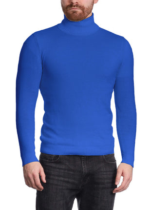 Arthur Black Men's Solid Royal Blue Pullover Cotton Blend Turtleneck Sweater