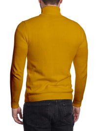 Thumbnail for Arthur Black Men's Solid Mustard Pullover Cotton Blend Turtleneck Sweater Shirt