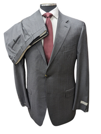 Thumbnail for Canali 1934 Mens Gray Striped 44L Drop 7 100% Wool 2 Button 2 Piece Suit