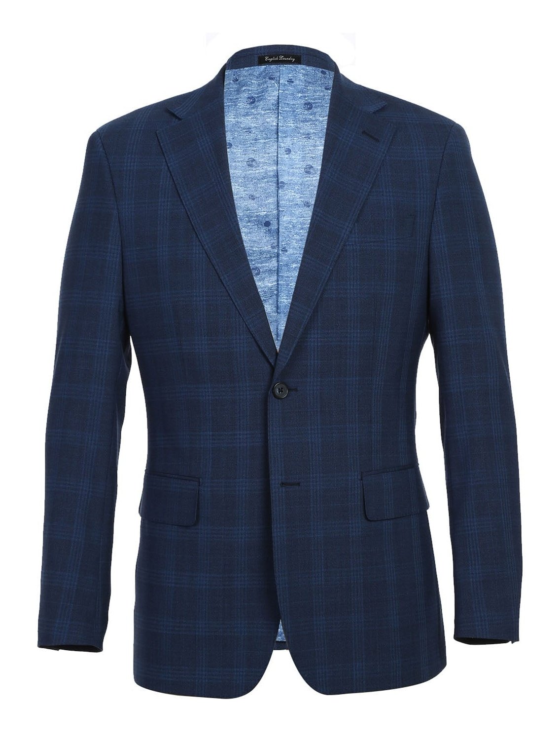 Airforce Blue Plaid Wool Suit