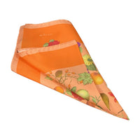 Thumbnail for Kiton Orange Beige Fruits Novelty Silk Pocket Square Handmade In Italy