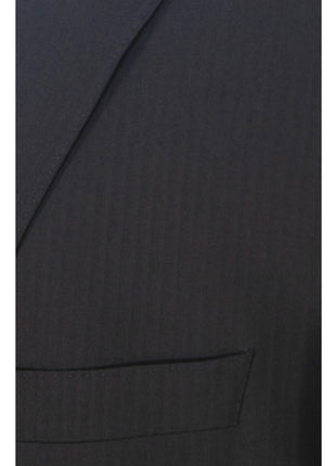 Hugo Boss Mens 42L Black Striped 100% Italian Super 110s Wool Slim Fit Suit