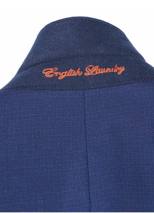 English Laundry Blue Textured Slim Fit Notch Lapel Stretch Wool Blend Suit