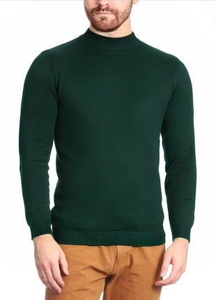 Arthur Black Men's Hunter Green Pullover Cotton Blend Mock Neck Sweater Shirt