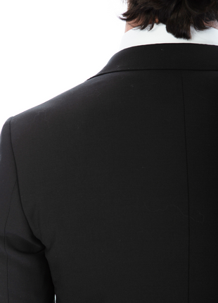 Sartoria Mazara Mens Slim Fit Black 100% Wool 2 Piece Suit