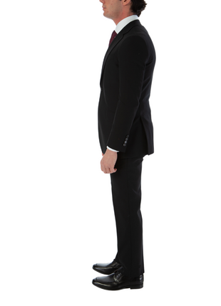 Sartoria Mazara Mens Slim Fit Black 100% Wool 2 Piece Suit