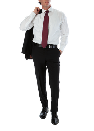 Sartoria Mazara Mens Slim Fit Black 100% Wool 2 Piece Suit