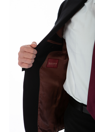 Sartoria Mazara Mens Slim Fit Black 100% Wool 2 Piece Suit