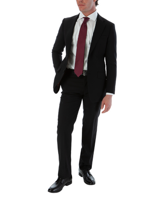 Sartoria Mazara Mens Slim Fit Black 100% Wool 2 Piece Suit