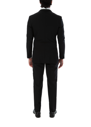 Sartoria Mazara Mens Slim Fit Black 100% Wool 2 Piece Suit