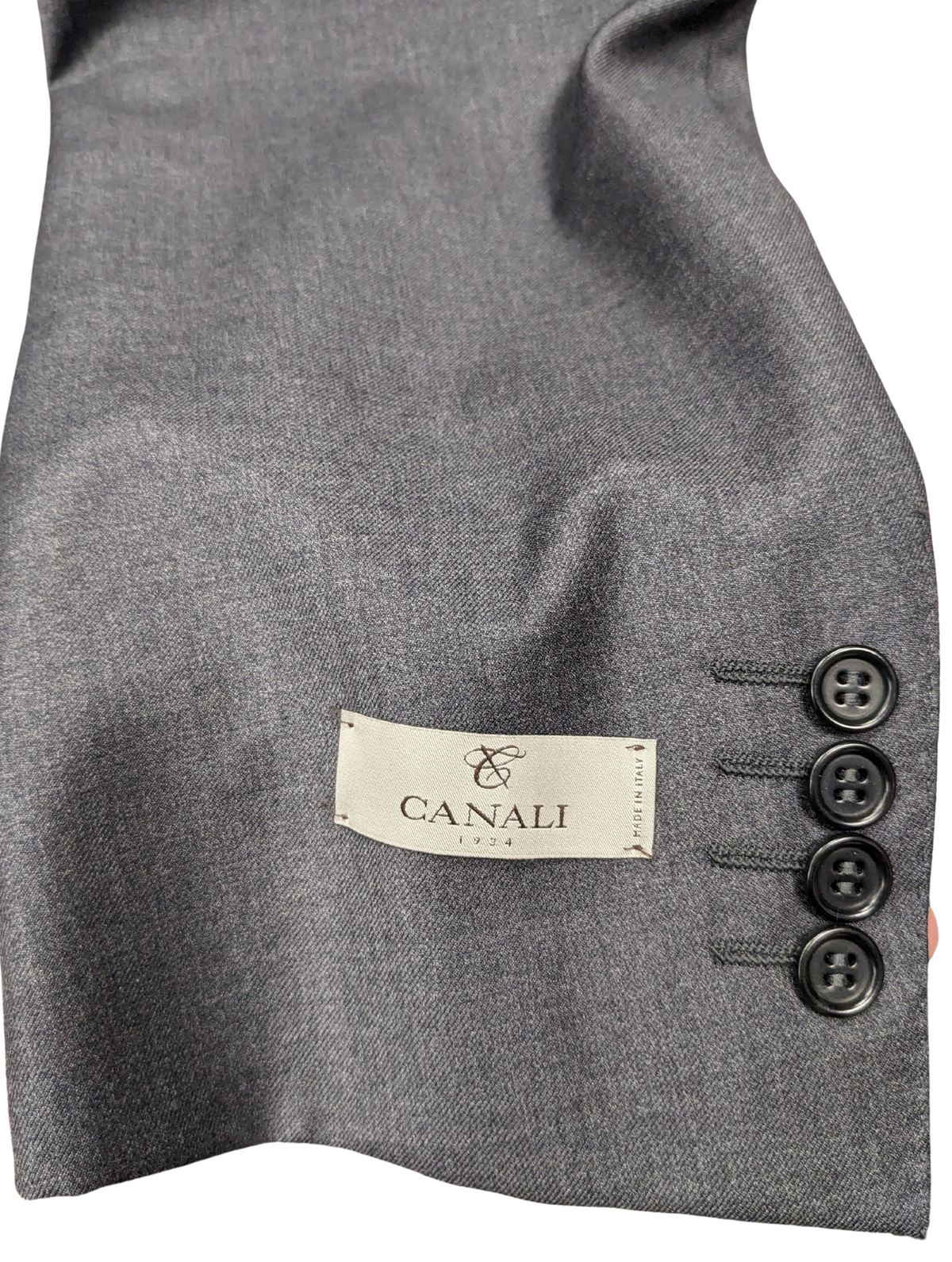 Canali 1934 Mens Solid Charcoal Gray 44L Drop 7 100% Wool 2 Piece Suit