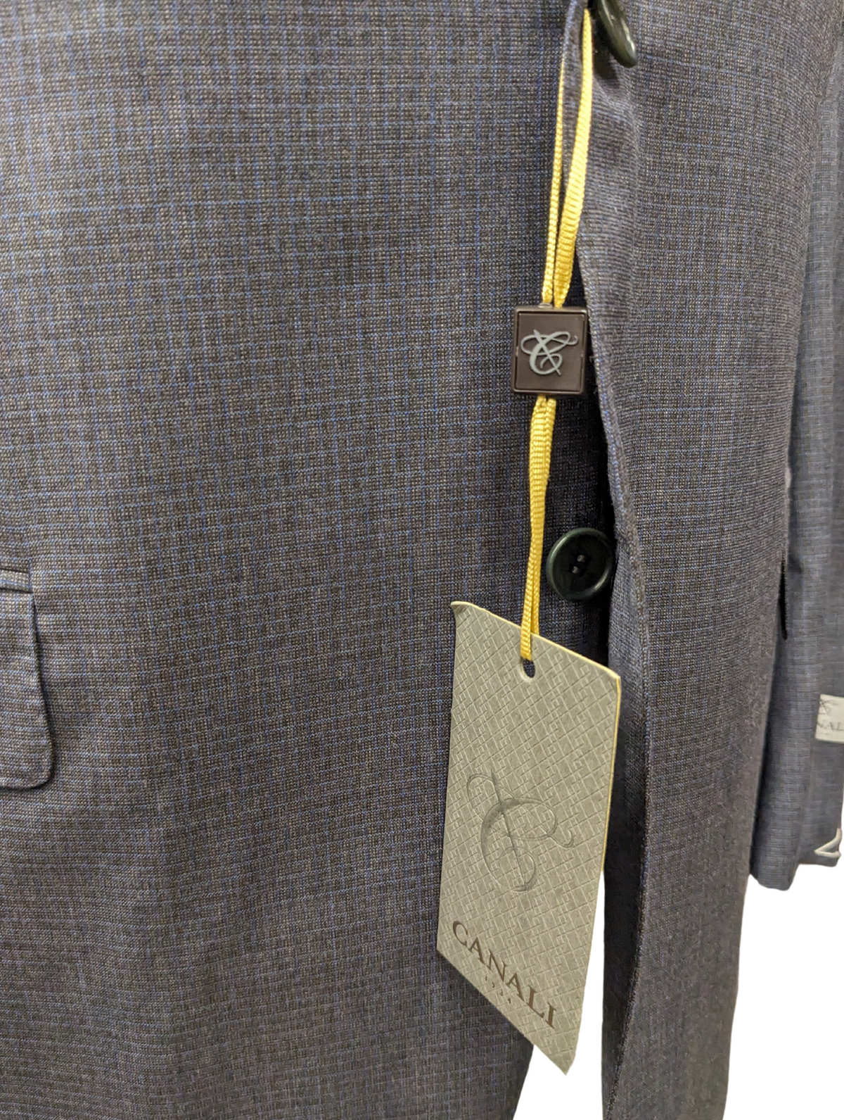 Canali 1934 Mens Gray Check 44L Drop 7 100% Wool 2 Button 2 Piece Suit
