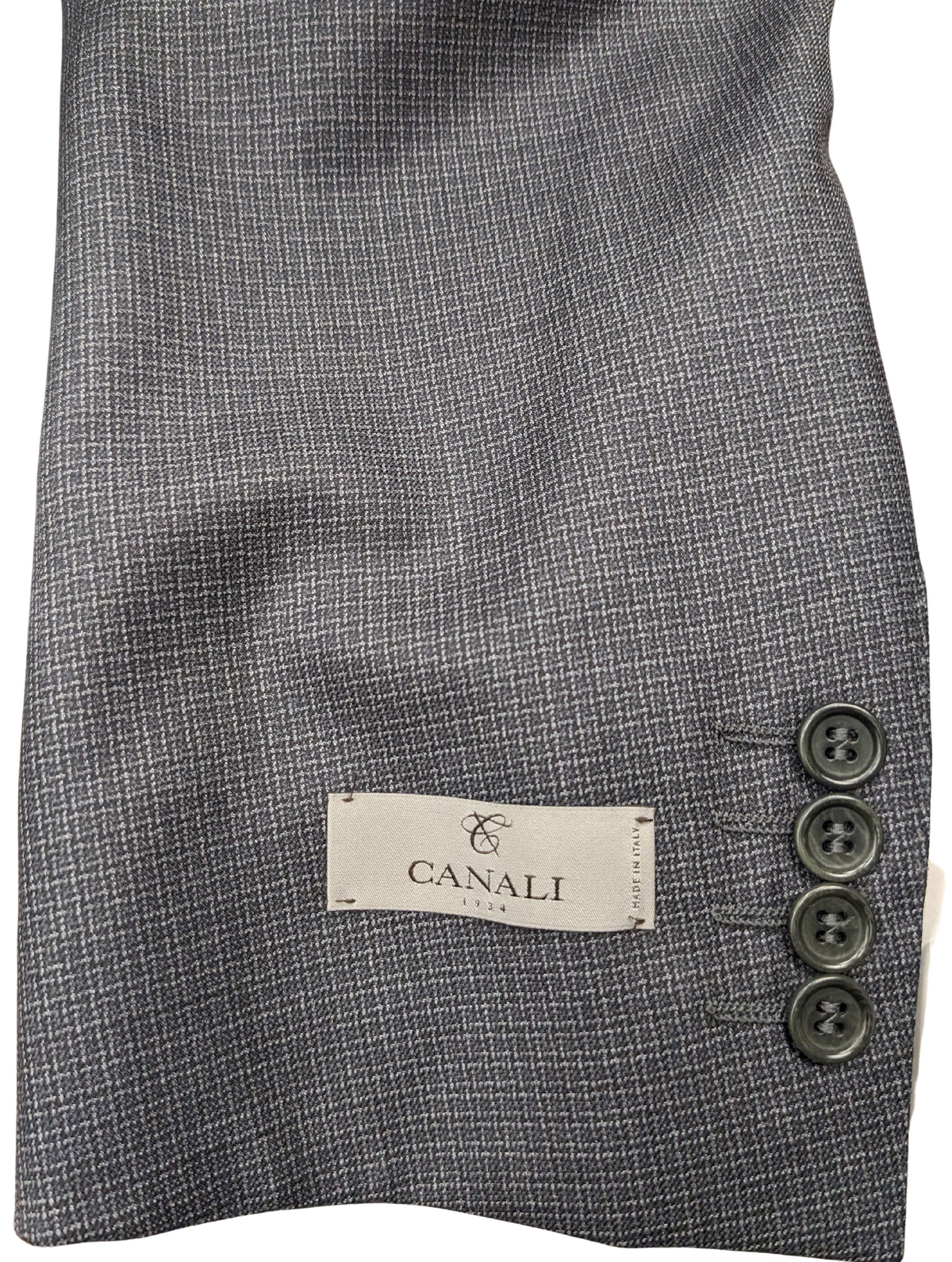Canali 1934 Mens Gray Check 44R Drop 8 100% Wool 2 Button 2 Piece Suit