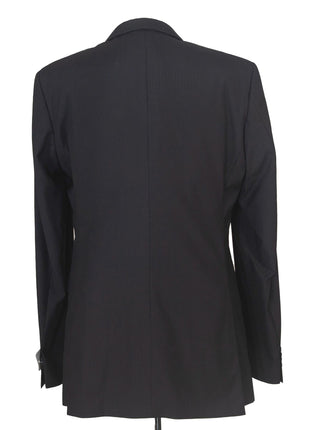 Hugo Boss Mens 42L Black Striped 100% Italian Super 110s Wool Slim Fit Suit