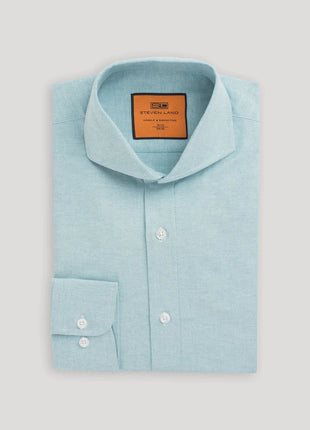Steven Land Classic Fit Seafoam Green Cotton Blend Cutaway Collar Wrinkle Free Dress Shirt