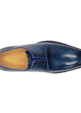 Carrucci Mens Navy Blue Lace-up Oxford Leather Dress Shoes With Lug Sole