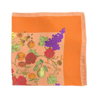 Thumbnail for Kiton Orange Beige Fruits Novelty Silk Pocket Square Handmade In Italy