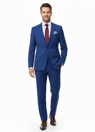 Arthur Black Mens Solid Blue Slim Fit 100% Stretch Wool Prehemmed Suit