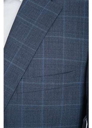 Canali 1934 Mens Blue Plaid 44L Drop 7 100% Wool 2 Piece Suit