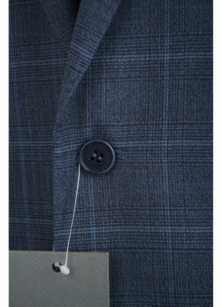 Canali 1934 Mens Blue Plaid 44L Drop 7 100% Wool 2 Piece Suit