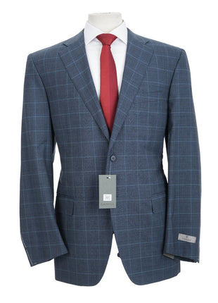 Canali 1934 Mens Blue Plaid 44L Drop 7 100% Wool 2 Piece Suit