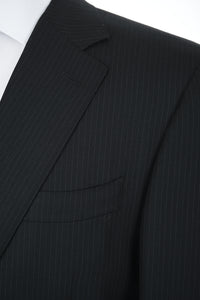 Thumbnail for Canali 1934 Mens Black Pinstriped 44R Drop 6 100% Wool 2 Piece Suit