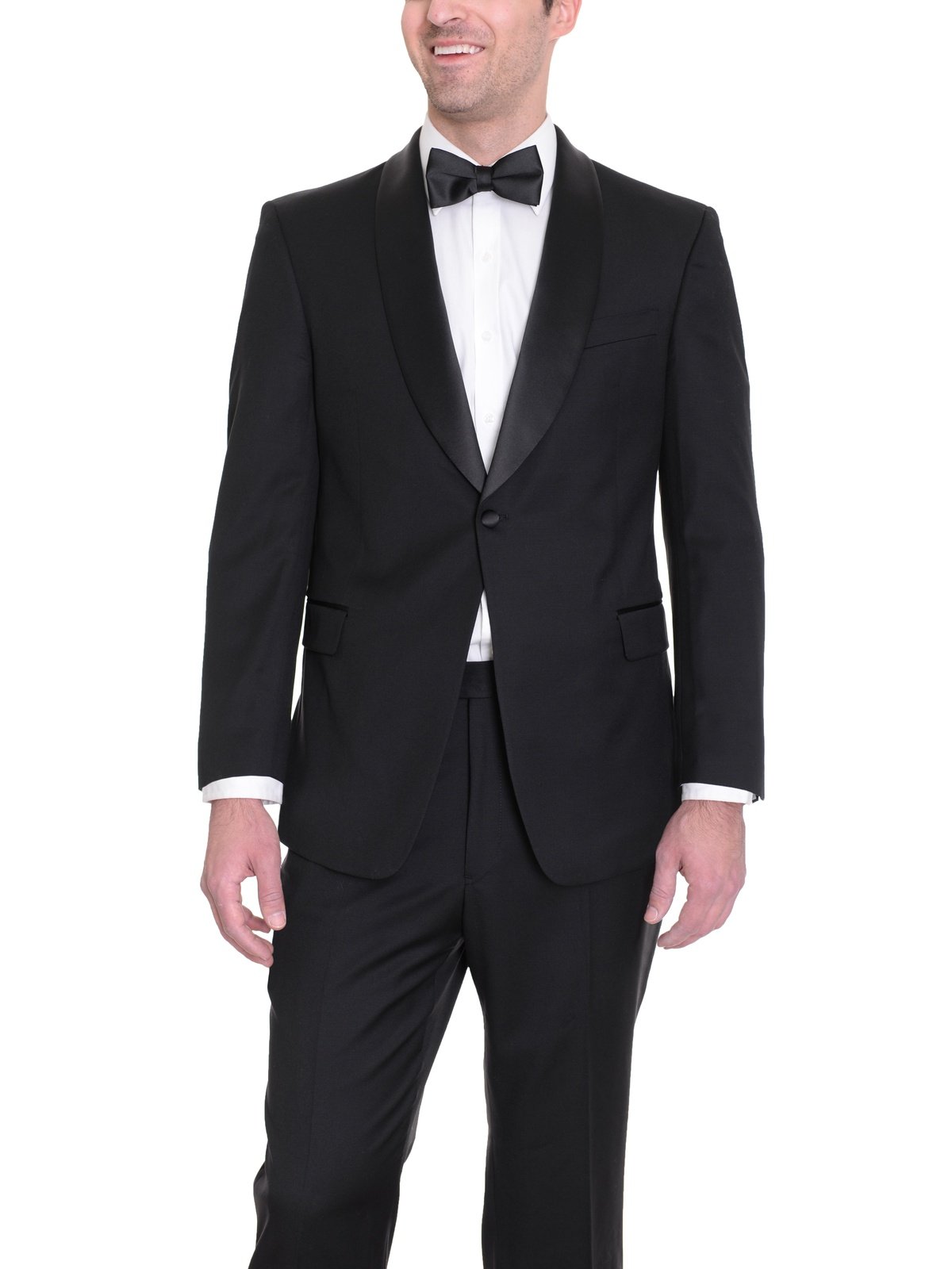 Men's Slim Fit 1 Button Shawl Lapel Black Tuxedo Suit