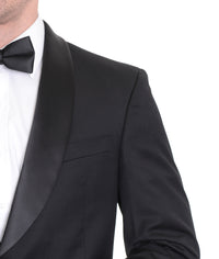 Thumbnail for Men's Slim Fit 1 Button Shawl Lapel Black Tuxedo Suit
