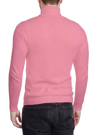 Arthur Black Men's Solid Pink Pullover Cotton Blend Turtleneck Sweater Shirt