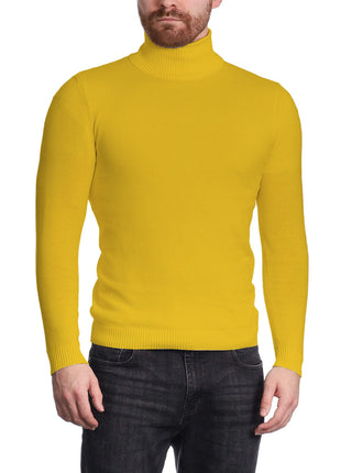 Arthur Black Men's Solid Yellow Pullover Cotton Blend Turtleneck Sweater Shirt