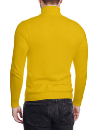 Thumbnail for Arthur Black Men's Solid Yellow Pullover Cotton Blend Turtleneck Sweater Shirt
