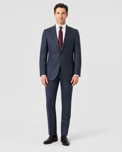 Isaia Mens Blue Nailhead Tweed Notch Lapel Slim Fit 2-Button Wool Suit - 44L