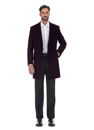 English Laundry Wool Blend Breasted Burgundy Top Coat
