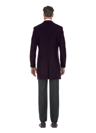 English Laundry Wool Blend Breasted Burgundy Top Coat