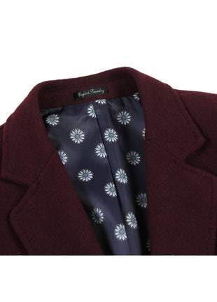 English Laundry Wool Blend Breasted Burgundy Top Coat