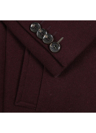 English Laundry Wool Blend Breasted Burgundy Top Coat