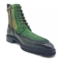 Thumbnail for Carrucci Men's Olive Leather & Canvas Lace-up Boots