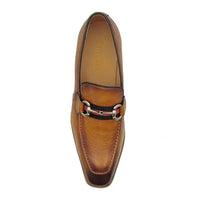Thumbnail for Carrucci Mens Cognac Brown Slip On Horsebit Loafer Leather Dress Shoes