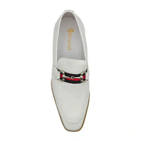 Thumbnail for Carrucci Mens Solid White Slip On Horsebit Loafer Leather Dress Shoes