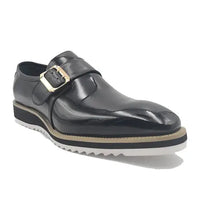 Thumbnail for Carrucci Mens Black Patent Leather Slip On Leather Dress Shoes With Buckle