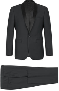Thumbnail for Men's Slim Fit 1 Button Shawl Lapel Tuxedo Jacket & Pants - Black